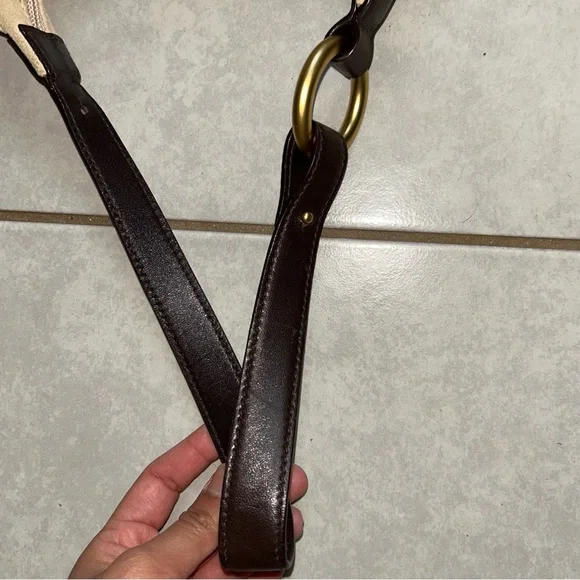 Escada Leather Trim Suede Shoulder Bag - Picture 9 of 15